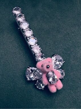 Pink Teddy Crystal Hair Clip
